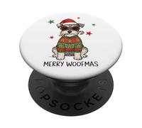 Merry Woofmas Schnauzer Cane di Natale che indossa il cappello di Babbo Natale carino PopSockets PopGrip Adesivo