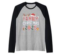 Merry Xmas Family Christmas 2025 Cappello da Babbo Natale Maglia con Maniche Raglan