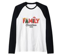 Merry Xmas Family Christmas 2025 Cappello da Babbo Natale Maglia con Maniche Raglan