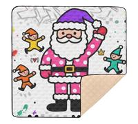 Merry Xmas - Tappetino da gioco per bambini con Babbo Natale, morbido, spesso, per interni ed esterni, impermeabile, per gattonare i bambini, 127 x 127 cm