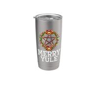 Merry Yule - Winter Solstice - Holly Pentagram - Gift Bicchiere termico in acciaio inox doppia parete