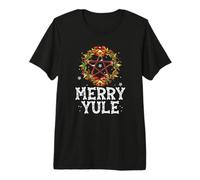 Merry Yule - Winter Solstice - Holly Pentagram - Gift Maglietta Premium