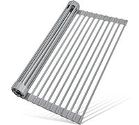 MERRYBOX - Stendibiancheria da cucina, pieghevole, in silicone, resistente al calore, antiscivolo, per lavello da cucina, multiuso, 45,7 x 33 cm, colore: grigio