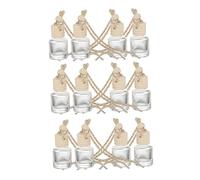 MERRYHAPY 12 pezzi Bottiglie Profumo Decorative in Vetro con Tappo Legno e Cordino Diffusori Aroma Trasparenti per Auto Bottiglie Profumo Piccole per Decorazione Interni e Ricarica