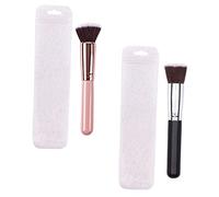 MERRYHAPY 2pezzi Makeup Flat Head Spazzole Fondotinta e Blush Artificiale Morbida Accessorio Cosmetico Per Contouring Sacchetto Trasparente