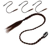 MERRYHAPY 4pezzi Estensioni Per Codini Lunghe Treccia Finta Per Donna Extensions Sintetiche Naturali Facili Da Indossare e Adatte Per Festa Cosplay e Performance Teatrali