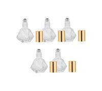 MERRYHAPY 5 pezzi Bottiglie Roll Vetro Forma di Stella Cinque Punte Contenitori Ricaricabili per Oli Essenziali e Profumi con Tappo Dorato e Sfera Scorrevole per Viaggio e Uso Quotidiano