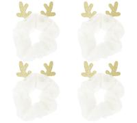 MERRYHAPY Anelli per Chioma di Natale 4 Pezzi Corna di Cervo Bianche Elastici per Chioma da Ragazza Accessori per Feste Natalizie Balli e Uso Quotidiano