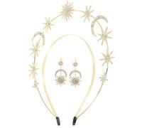MERRYHAPY Corona da Dea Greca con Stelle e Cerchietto Doppio Strato in Lega e Cristalli Brillanti Accessorio Sposa e Festa Fascia Capelli Elegante per Matrimonio e Cosplay