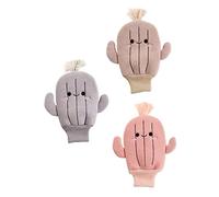 MERRYHAPY Guanto Da Bagno Per Neonati Confezione Da 3 Motivo Cactus Dei Cartoni Animati Guanto Da Doccia Per Neonati Asciugamano Per Lo Scrub Del Corpo Per Il Bagnetto Colore Casuale