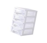 MERRYHAPY Mobiletto Portaoggetti a Cassetti in Plastica Trasparente 4 Strati Organizer Scrivania Portatile Spazio Sufficiente per Ufficio Soggiorno Studio per Piccoli Oggetti