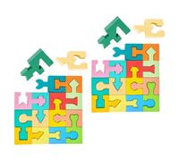 MERRYHAPY Puzzle Educativo in Legno per Riconoscimento Forme Geometriche, 2 Set Bordi Arrotondati per attività Prescolari e Miglioramento Memoria