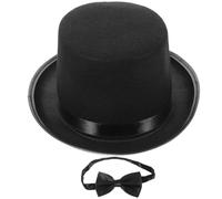 MERRYHAPY Set 2 Pezzi Cappello Nero e Fiocco per Cosplay e Feste a Tema, Accessori Realistici Facili da Indossare e Togliere per Costume da Detective