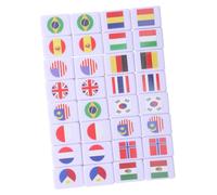 MERRYHAPY Set Mahjong 64 Tessere Compatto e Portatile in Resina, Bandiere, Gioco da Tavolo per Due Persone per Apprendimento Geografia e Riunioni di Gruppo