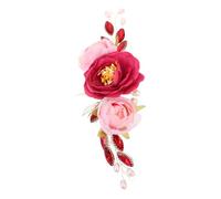MERRYHAPY Wedding Headpiece For Bride Vintage Artificial Peonies Floral Party Crown Lightweight Adjustable Chinese Style Bridal Hair Vine For Weddings Proms Outdoor Celebrations
