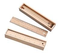 MERRYHAPY Wood Pencil Case in Legno Beige 2 Set, Slide Drawer Design | Crayon Storage Box, Stationery Supplies Box, Compact Pencil Box, School Pencil Pouch, Back To School Party