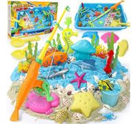 Merrymint Sabbia Cinetica Bambini Sabbiera con 900g Magica Sabbia Stampi di Sabbia Figure Animali Marini Conchiglie e Gioco Pesca Giocattoli Sensoriali Giochi Sabbia Regalo per Bambino Bambina 3 4 5 6