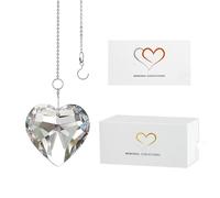 MerryNine - 1 paio di prismi a forma di cuore in cristallo K9, pendenti a forma di acchiappasole, decorazione a forma di acchiappasole, Feng Shui, per cristalli e finestre con corda (trasparente)