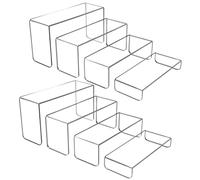 MerryNine 8 alzate in acrilico per display, 4 ripiani trasparenti espositori, supporto multifunzione in acrilico trasparente per cupcake, cosmetici, oggetti da collezione (rettangolo)