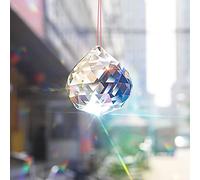 MerryNine - Prisma di Cristallo Trasparente a Forma di acchiappasole, per finestre, Feng Shui, Idea Regalo, 80 mm, Confezione da 1