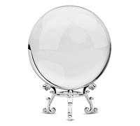 MerryNine Sfera di cristallo K9 da 80 mm con elegante supporto metallico e custodia in microfibra, accessorio decorativo e fotografico (trasparente)