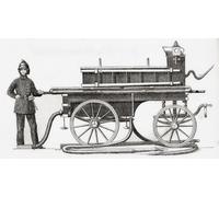 Merryweather and Son's improved London Brigade Fire Engine 1862. From A Concise History of The International Exhibition of 1862 pubblicato 1862. Stampa poster di Ken Welsh (19 x 10)