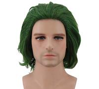 Mersi Green Wigs for Costume Cosplay Men Boys Short Wavy Cosplay Wig for Halloween Party S068