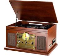 Mersoco Giradischi Vinile Bluetooth con altoparlanti stereo, Convertitore LP da vinile a MP3 con CD, lettore di cassette, radio FM, Aux in e prese per cuffie