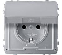 Merten MEG2310-7260 Presa di corrente con contatto di terra con coperchio incernierato, protezione tattile, terminali a spina, alluminio, AQUADESIGN
