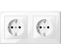 Merten MEG2328-1419 SCHUKO doppia presa, con protezione integrata contro il contatto accidentale, terminali a innesto, bianco polare lucido, M-SMART