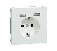 Merten - Presa con connettore USB tipo A+A, design bianco loto, presa USB Schuko da incasso, presa di contatto di protezione, adatta per smartphone, tablet