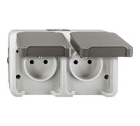 Merten, Presa doppia con protezione anti-contatto, Aquastar, Grigio, MEG2520-8029