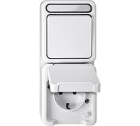 Merten, Presa Schuko combinata con deviatore, ad elevata protezione anti-contatto, Aquastar, Bianco, MEG3494-8019