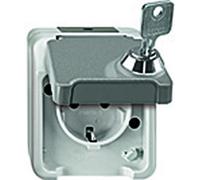 Merten, Presa Schuko con protezione anti-contatto, chiusure diverse, Aquastar, Grigio, MEG2416-8029