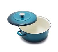 Merten & Storck Forno Olandese in Ferro Smaltato Fatto a Mano, Adatto a Tutti i Tipi di Fornelli, Induzione e Forno, 26 cm/5 L, Blu Scuro
