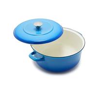 Merten & Storck Forno Olandese in Ferro Smaltato Fatto a Mano, Adatto a Tutti i Tipi di Fornelli, Induzione e Forno, 26 cm/5 L, Blu