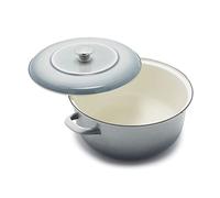Merten & Storck Forno Olandese in Ferro Smaltato Fatto a Mano, Adatto a Tutti i Tipi di Fornelli, Induzione e Forno, 26 cm/5 L, Grigio
