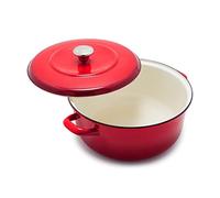 Merten & Storck Forno Olandese in Ferro Smaltato Fatto a Mano, Adatto a Tutti i Tipi di Fornelli, Induzione e Forno, 26 cm/5 L, Rosso