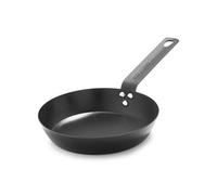 Merten & Storck Padella in acciaio al carbonio da 20 cm, grill, manico con piastra in ferro, adatta per fornelli a induzione e forno, colore nero