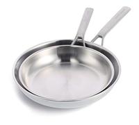 Merten & Storck Tri-Ply Set di Padelle, 2 Pezzi, 26cm & 30cm, a Induzione in Acciaio Inox, Multi Clad, Lavabile in lavastoviglie, Adatto al forno, Argento