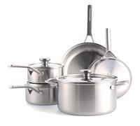 Merten & Storck Tri-Ply Set di Pentole e Padelle in Acciaio Inox, 8 Pezzi, include Padelle, pentole e coperchi, Multi Clad, Adatto all'induzione, Lavabile in Lavastoviglie e in Forno, Argento