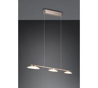 MERTON SOSPENSIONE LED 27W 2850lm, 3000K METALLO ACCIAIO CON 3 DIFFUSORI VETRO DIMMERABILE AD INTERRUTTORE L. 102CM