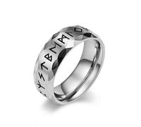 MERTTURM Anello Uomo, Anelli in Acciaio Inossidabile con Rune Vichinghe, Nero/Argento/Oro-Anello di Matrimonio con Rune Norrene, Gioielli per Uomo, Regalo per la Festa del Papà/San Valentino/Natale