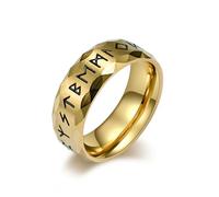 MERTTURM Anello Uomo, Anelli in Acciaio Inossidabile con Rune Vichinghe, Nero/Argento/Oro-Anello di Matrimonio con Rune Norrene, Gioielli per Uomo, Regalo per la Festa del Papà/San Valentino/Natale