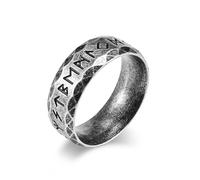MERTTURM Anello Uomo, Anelli in Acciaio Inossidabile con Rune Vichinghe, Nero/Argento/Oro-Anello di Matrimonio con Rune Norrene, Gioielli per Uomo, Regalo per la Festa del Papà/San Valentino/Natale