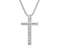 MERTTURM Crocifisso Collana Uomo, Gioielli per Uomo Collana a Croce Viking, Catena in Acciaio Inossidabile con Ciondolo a Croce Rune Norrene, Crocifisso Nordico con Scatola Regalo per Gotica/Rock/Punk
