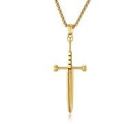 MERTTURM Crocifisso Collana Uomo, Gioiello Maschile Collana con Ciondolo a Croce Spada, Catena in Acciaio Inossidabile Croce Spada per Battesimo Cristiano, Uomo, Gotica, Rock, Punk con Scatola Regalo