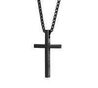 MERTTURM MERTURM Collana Croce da Uomo, Acciaio Inossidabile con Collana Pendente Croce, Regali per Gioielli Cristiani Crocifissa, Argento Nero(Resistente allo Sbiadimento e al Sudore)