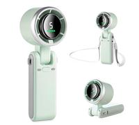 MERTTURM Mini Ventilatore Portatile, Autonomia di 12 Ore, 5 Velocità Potenti e Motore Senza Spazzole, Ventilatore Pieghevoleda Scrivania/Collo/Tasca per Viaggi, Trucco, All'aperto(Verde Tiffany)