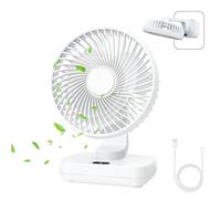 MERTTURM Ventilatore da scrivania USB, piccolo ventilatore oscillante da tavolo per camera da letto con 4 velocità, ultra silenzioso e display a LED, batteria ricaricabile da 4000 mAh, mini